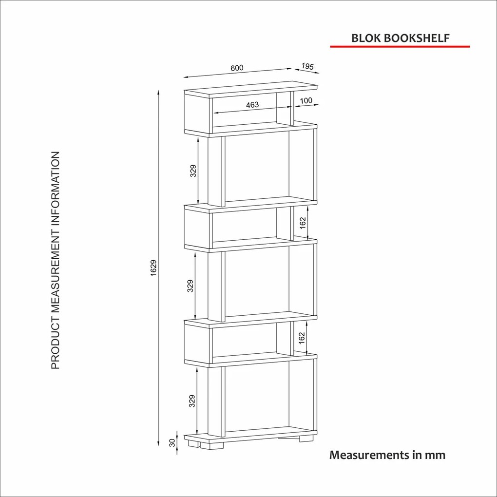 Bloc de bibliotecă White Walnut