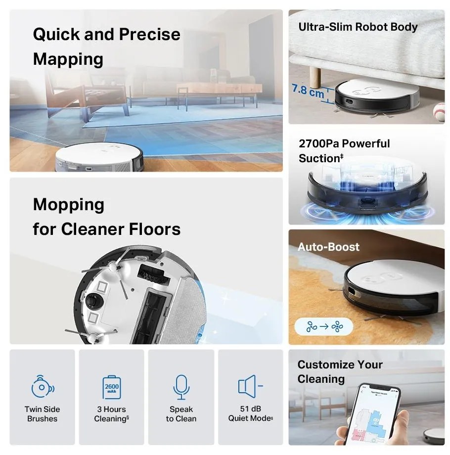 TP LINK ASPIRATOR ROBOT LIDAR RV20 MOP