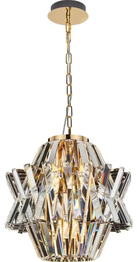 Lustră de cristal pe lanț CROWN 4xE14/40W/230V auriu