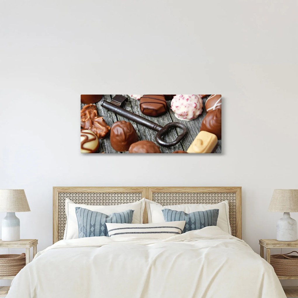 Tablou cu ciocolată și chei (120x50 cm)
