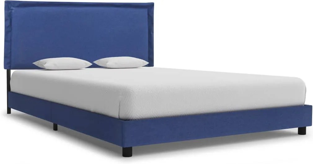 Cadru de pat, albastru, 140 x 200 cm, material textil