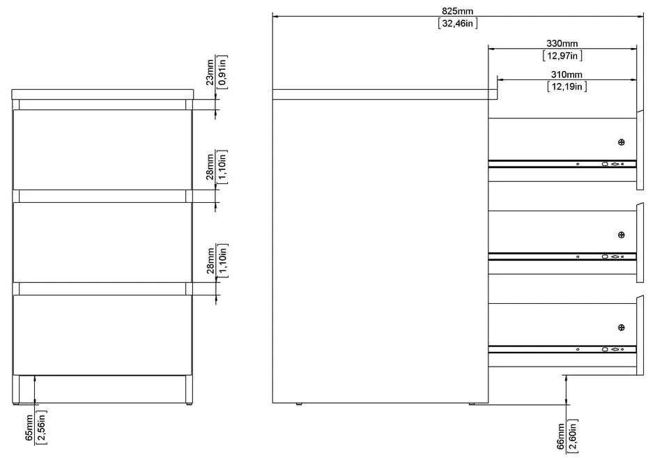 Comodă în culoare naturală cu aspect de lemn de stejar 40x70x50 cm Naia – Tvilum
