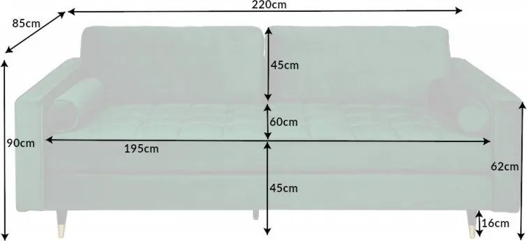 Canapea impozanta Cozy 220cm, catifea verde smarald