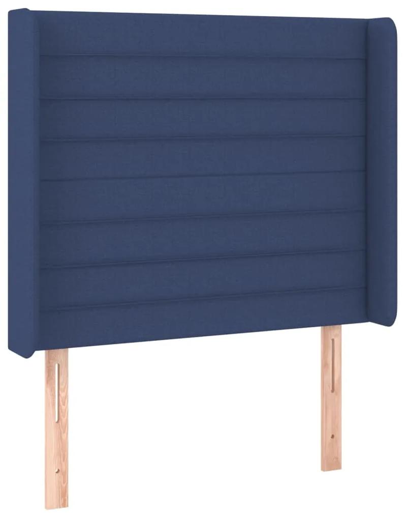 3119716 vidaXL Tăblie de pat cu aripioare, albastru, 103x16x118/128 cm, textil
