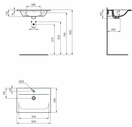 Lavoar pe mobilier Ideal Standard Connect Air 64x46 cm alb