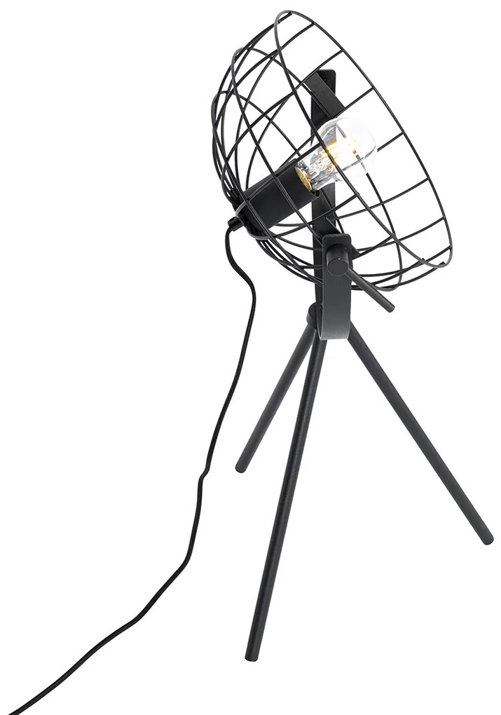 Lampă de masă industrială cu trepied negru reglabil - Hanze
