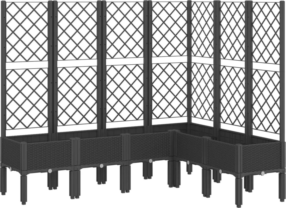 vidaXL Jardinieră de grădină cu spalier, negru, 160x120x142 cm, PP