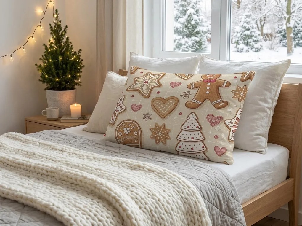 Fata de perna din bumbac GINGERBREAD JOY 70x90 cm, bej