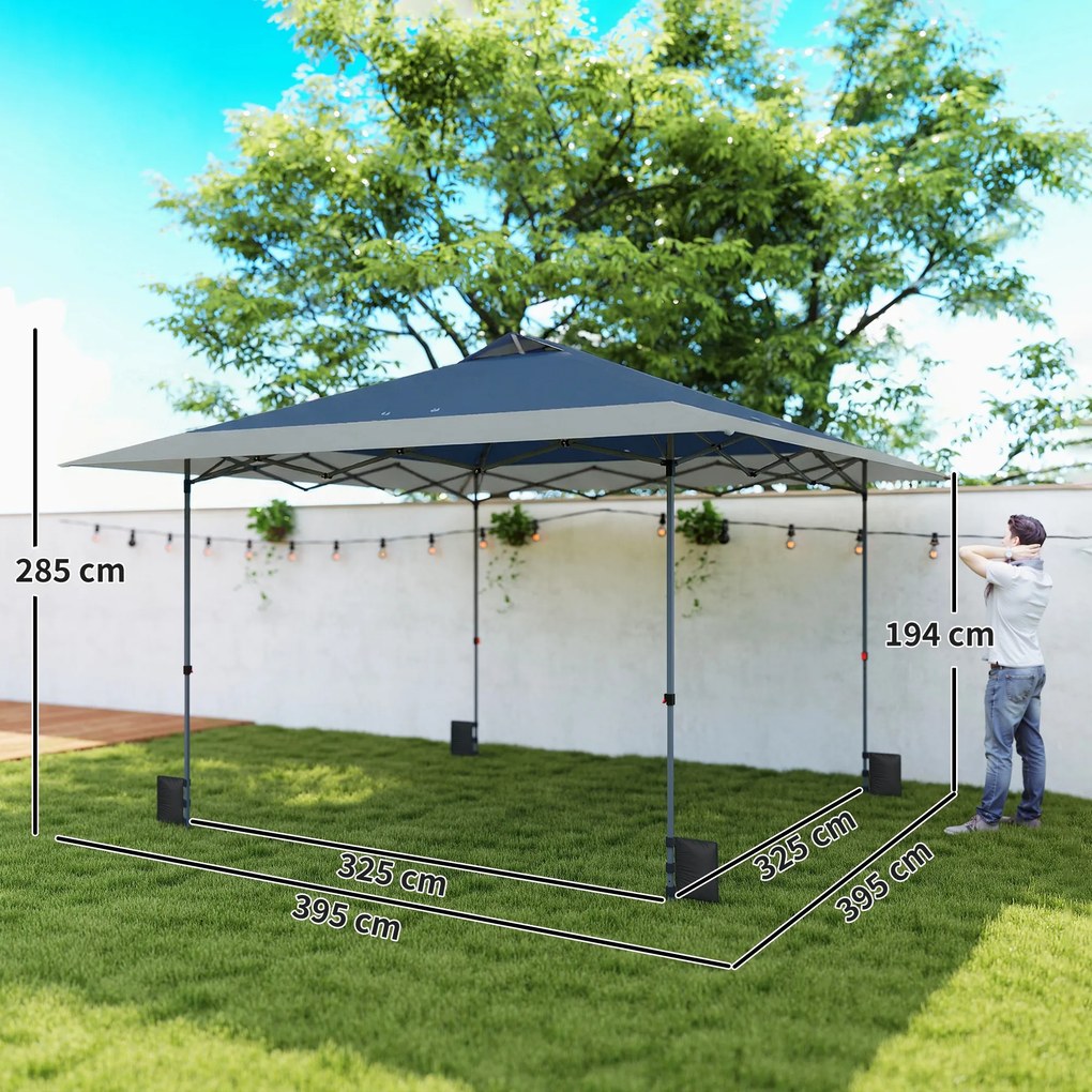 Outsunny Pavilion aprox. 4x4 m rezistent la apă, stabil, rezistent la iarnă, pop-up pliabil cu funcție de închidere într-un pas, UV50+ | Aosom Romania