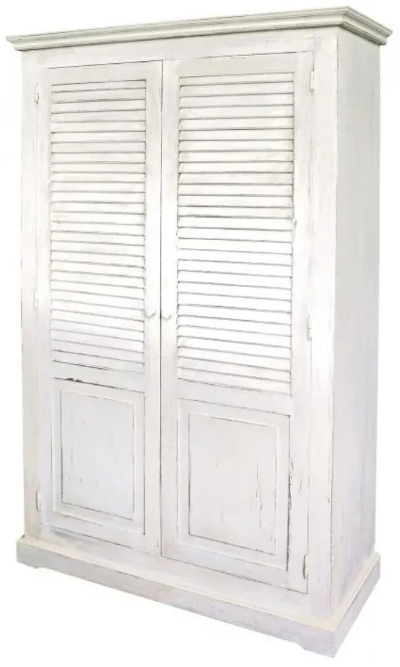 Dulap alb, din lemn masiv de pin, aspect french vintage, Persienne