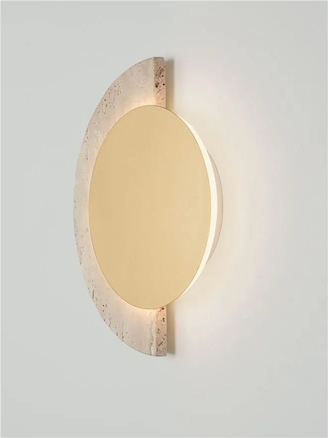 Aplica de perete LED metal auriu si travertin MOLLI 21cm