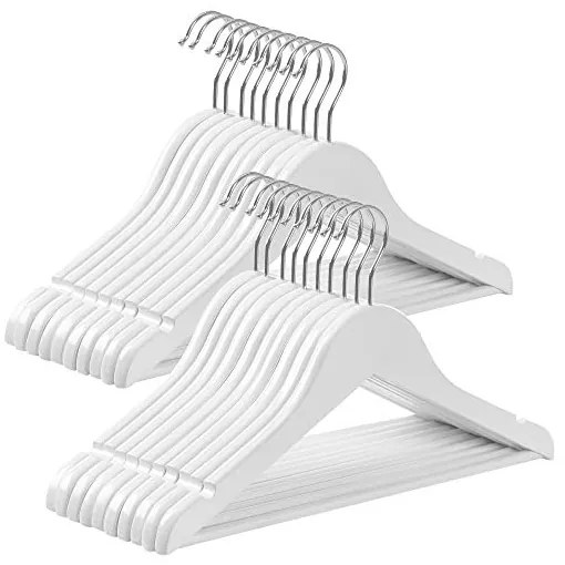 Set 20 umerase din lemn, Songmics, umerase din lemn solid, cârlig rotativ, CRW06W-20