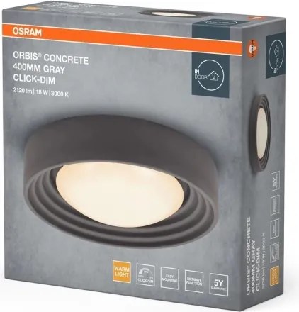 Osram ORBIS CONCRETE Plafonieră LED reglabilă, 18W, 230V, Ø40 cm, gri/beton