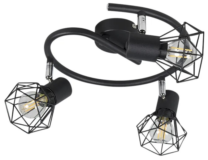 Spotlight Art Deco negru reglabil cu 3 lumini - Mosh
