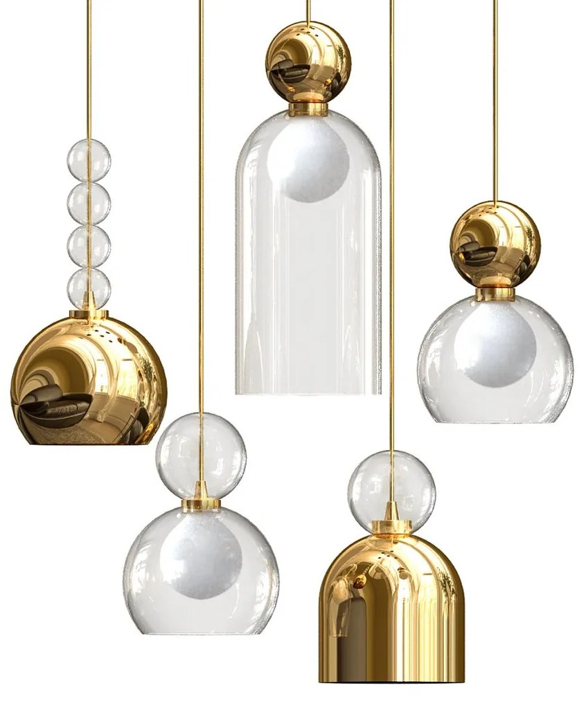 Lustra cu 5 pendule LED design Art Deco MEMORIA