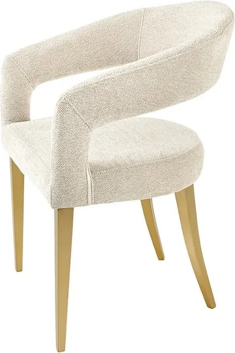 Set 2 scaune, Stofa Structurata, Bej, Metal, Auriu, BOUTIQUE