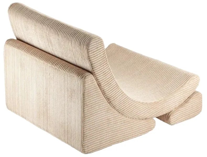 Fotoliu de copii maro deschis cu tapițerie din catifea reiată Moon – Wigiwama