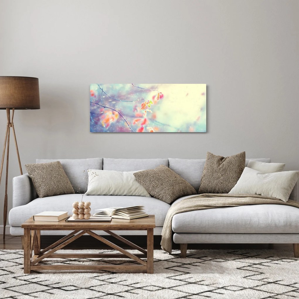 Tablou - Frunze în gheață (120x50 cm)