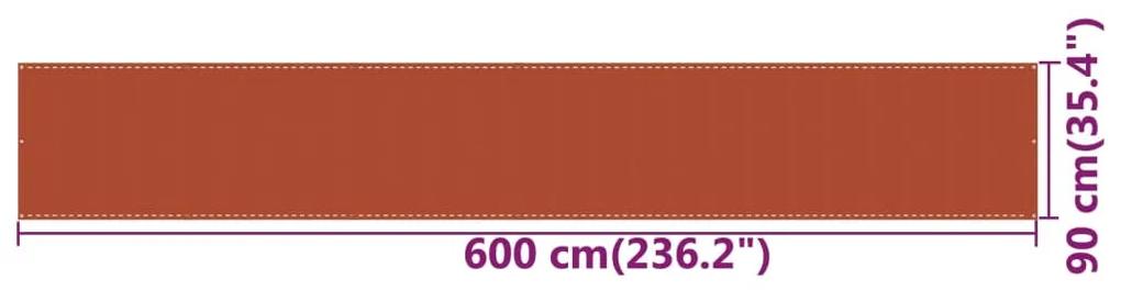 Paravan de balcon, portocaliu, 90x600 cm, HDPE Portocaliu, 90 x 600 cm