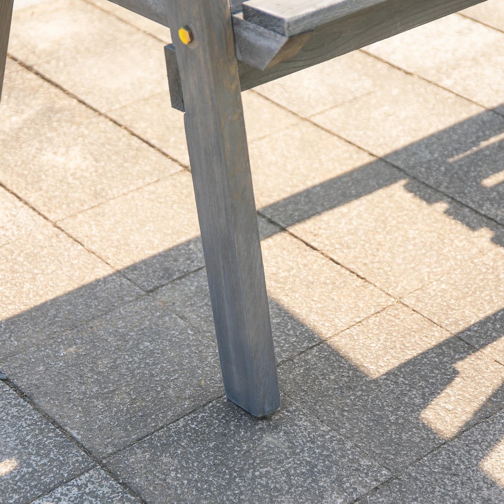 Outsunny Bancă de grădină cu masă, Set de scaune, Mobilier de grădină, cu orificiu pentru umbrelă, bancă, 2 scaune, lemn masiv, Gri, 152 x 70 x 83 cm | Aosom Romania