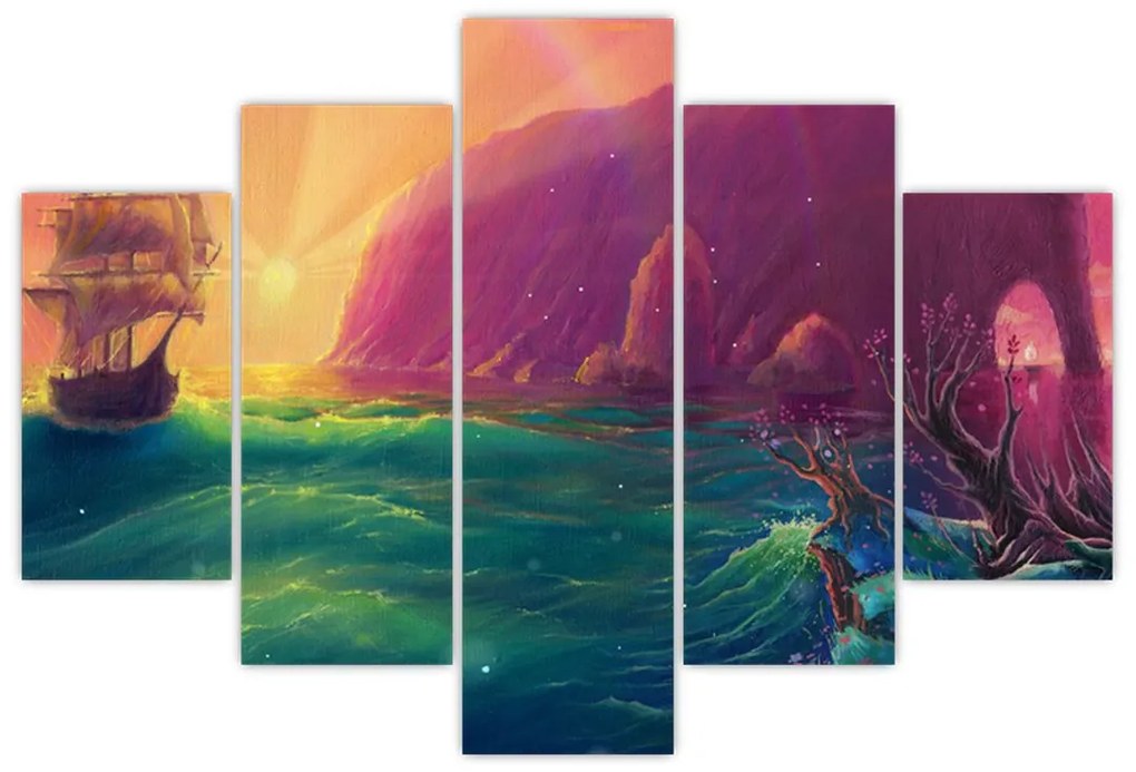 Tablou - Pictură în ulei, călătorie într-un țărăm fantastic (150x105 cm)