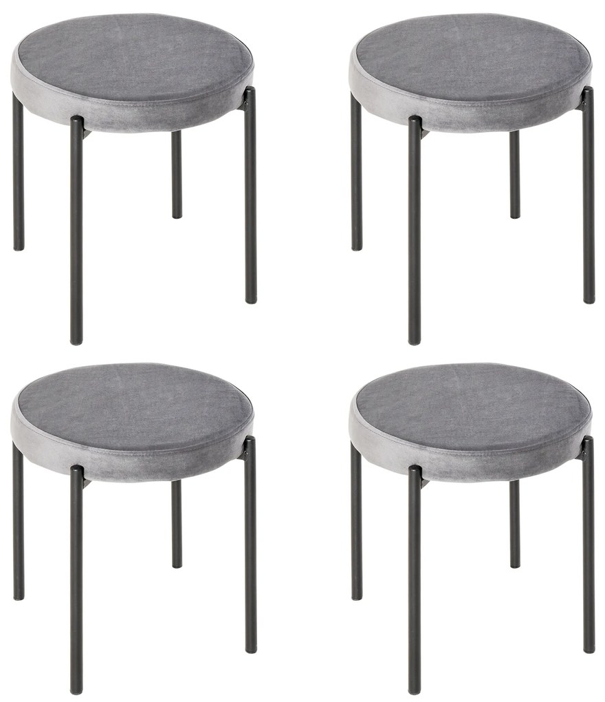 HOMCOM Set 4 Scaune pliante de masă cu șezut moale, aspect catifelat, scaun de bucătărie din catifea pentru bucătărie sufragerie din metal Gri 41,5 x 41,5 x 46 cm | Aosom Romania
