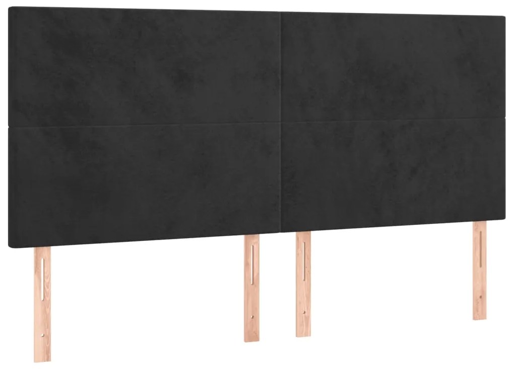 Pat box spring cu saltea, negru, 160x200 cm, catifea Negru, 160 x 200 cm, Design simplu