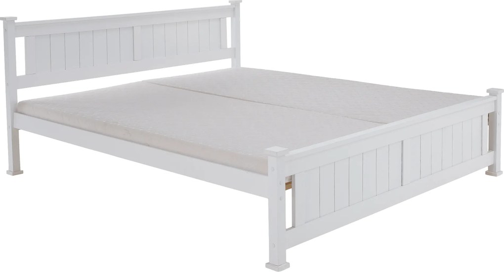 Pat cu lamele, lemn de pin/alb, 160x200, LUCAS NEW