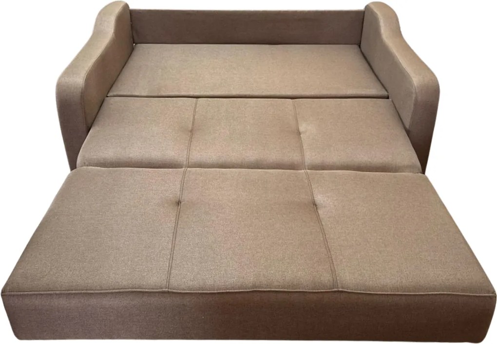 Canapea SAMY extensibila, 2 locuri, lada de depozitare, stofa maro, cadru metalic, 152x100x92 Maro, Stofa