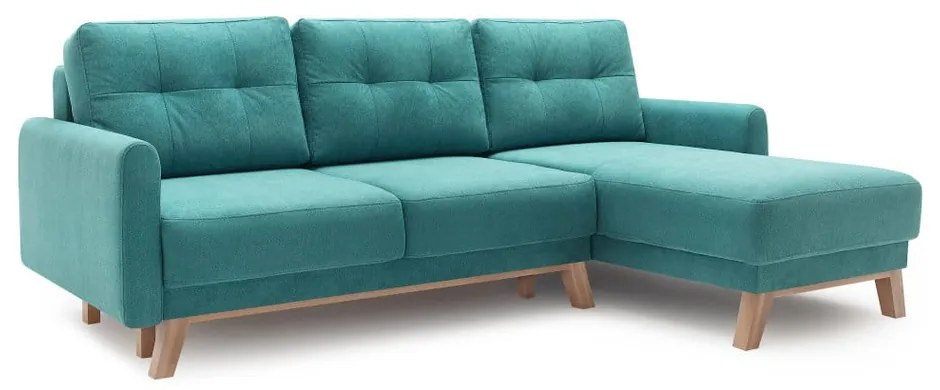 Colțar extensibil cu șezlong pe partea dreaptă Bobochic Paris Balio, turcoaz