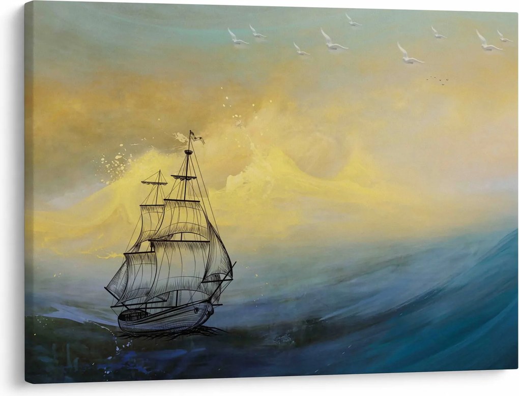 Tablou - Pictură barcă pe mare (70x50 cm)