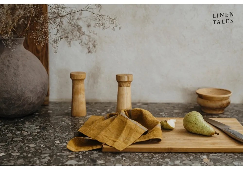 Prosop de vase din in 65x65 cm Amber Bronze Stripes – Linen Tales