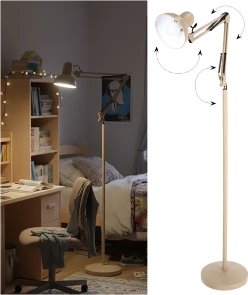Brilagi - Lampă de podea flexibilă TASKER 1xE27/60W/230V 184 cm bej