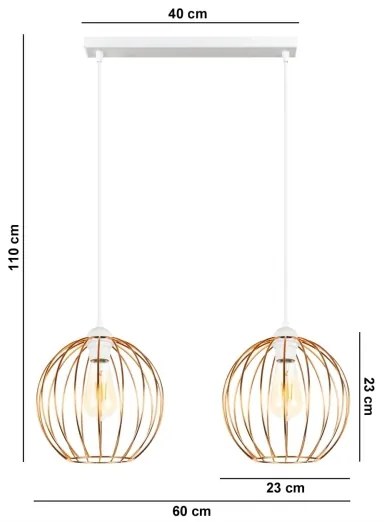 Lustră pe cablu MATT 2xE27/60W/230V albă/cupru