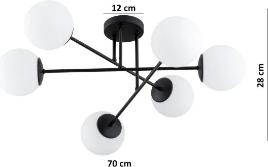 Brilagi - Lustru aplicat MILO 6xE27/60W/230V negru