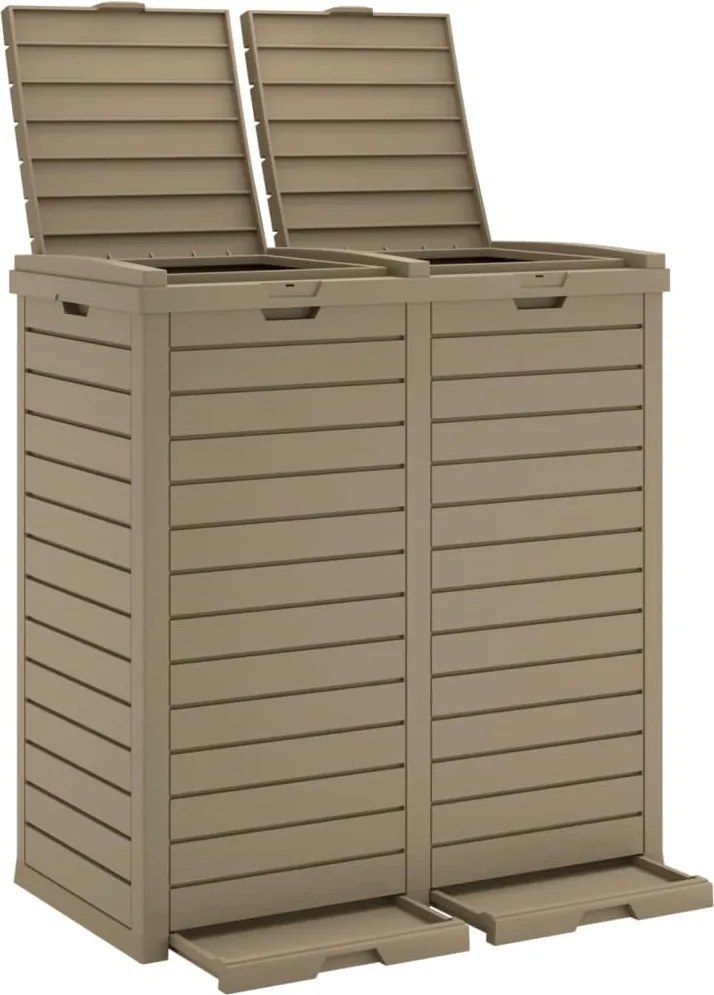 vidaXL Coș de gunoi de exterior maro deschis 78x41x86 cm polipropilenă