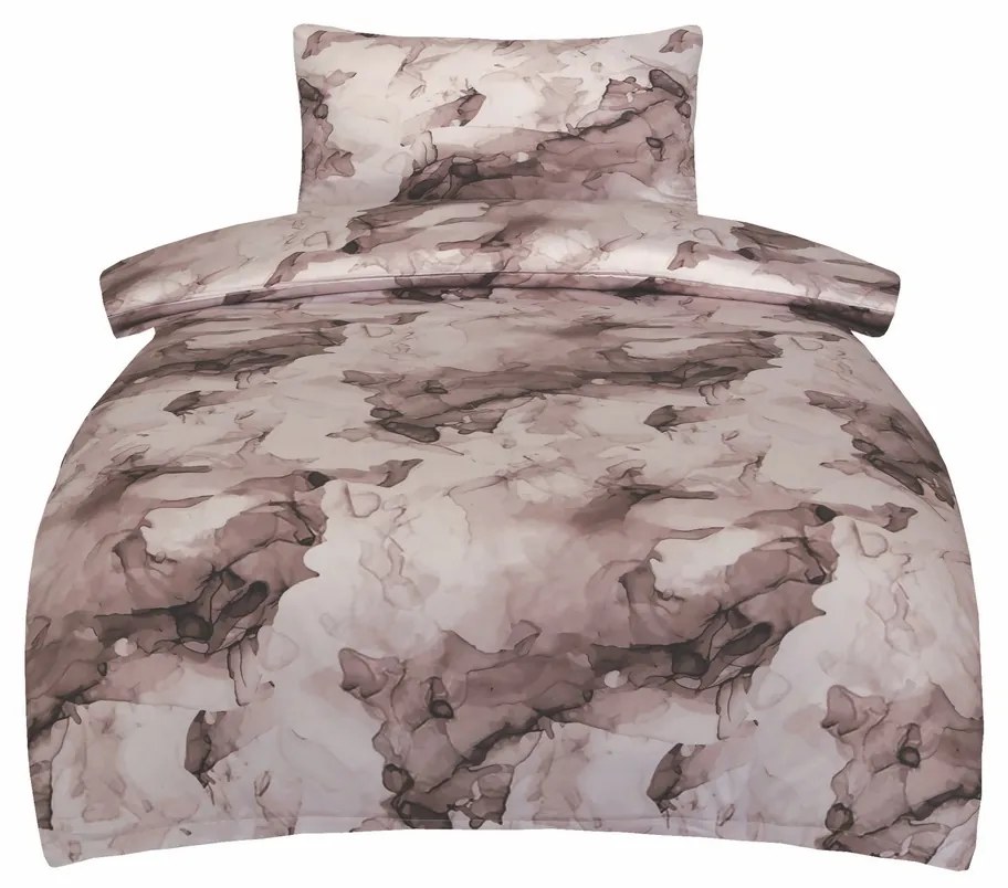 Lenjerie de pat din satin Deluxe Minerals maro, 140 x 200 cm, 70 x 90 cm