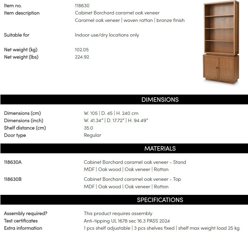 Dulap cu Rafturi Design LUX, Lemn, Rattan, Borchard