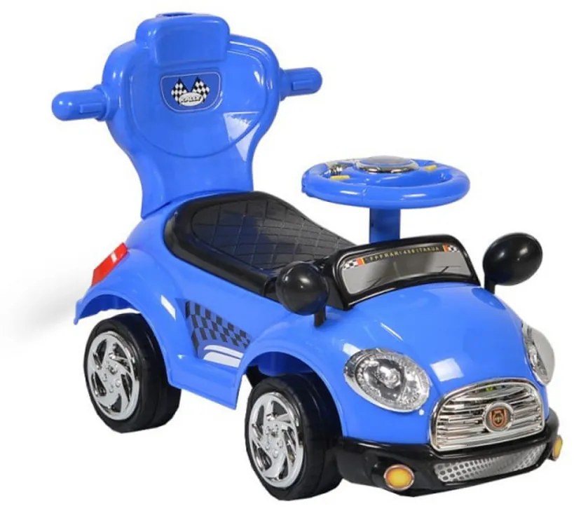 Masinuta copii si bebe NOVOKIDS™ Cartoon Car , cu melodii si sunete, maner de impins pentru parinti detasabil, copertina de protectie detasabila,