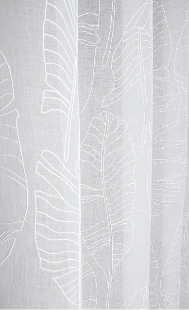 Perdea albă cu model natural, cu inele, 140 x 250 cm