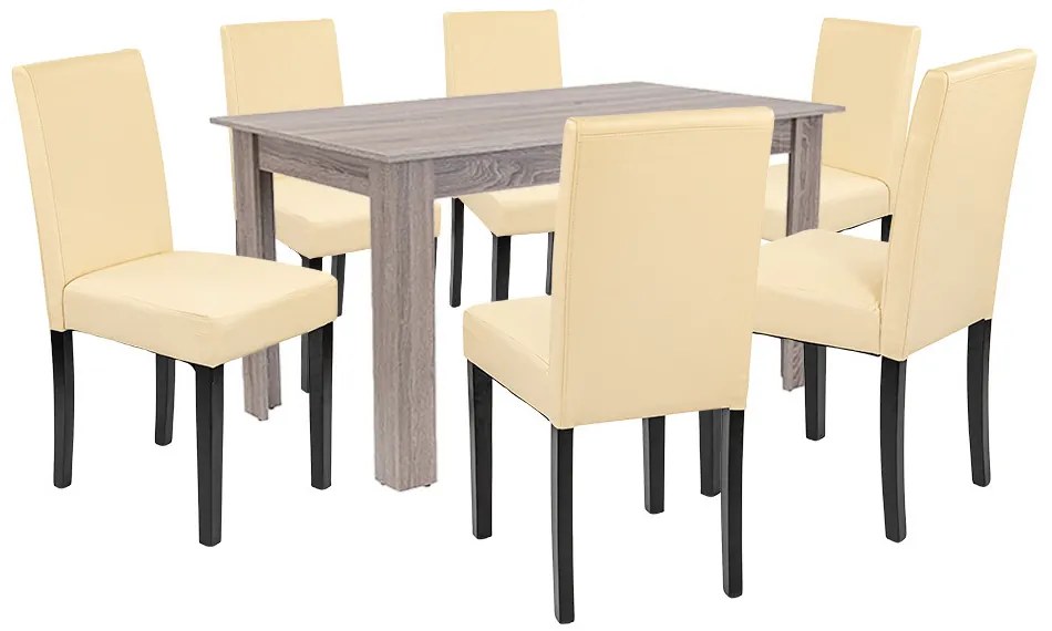 Set de masă Leon 6+1 stejar York-bej