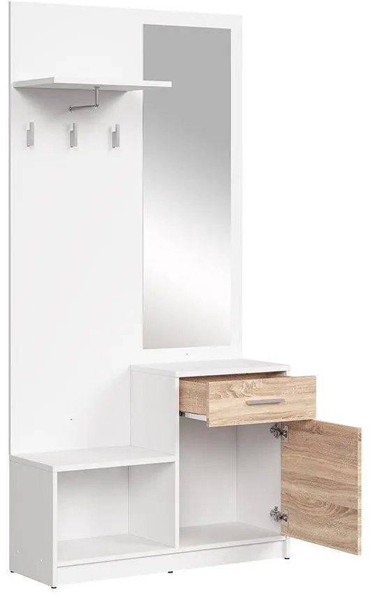 Set mobilier hol Nepo Plus 16 (alb + stejar sonoma) . 1098336