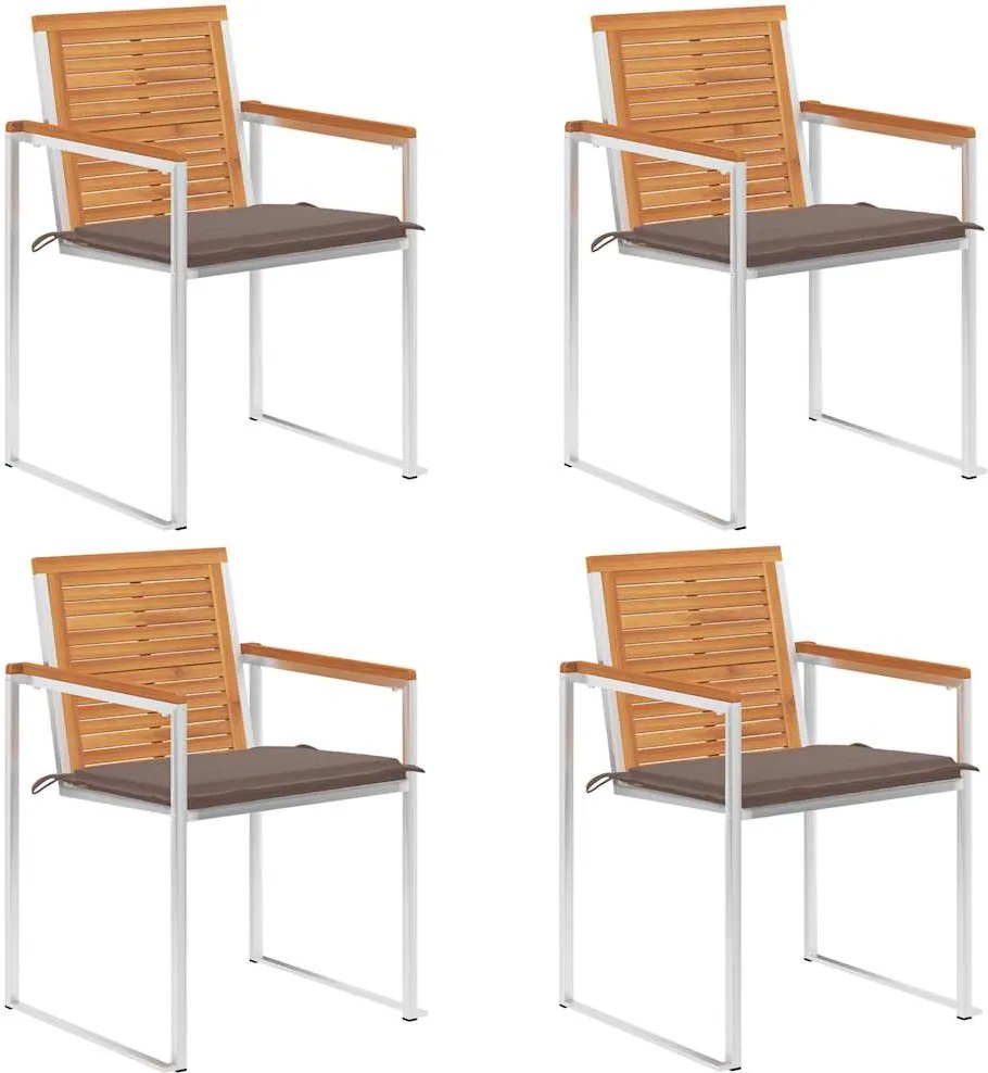 vidaXL Scaune de grădină cu perne, 4 buc., lemn masiv de acacia