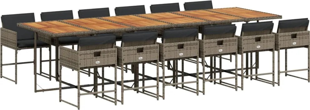 vidaXL Set mobilier de grădină cu perne, 13 piese, gri, poliratan