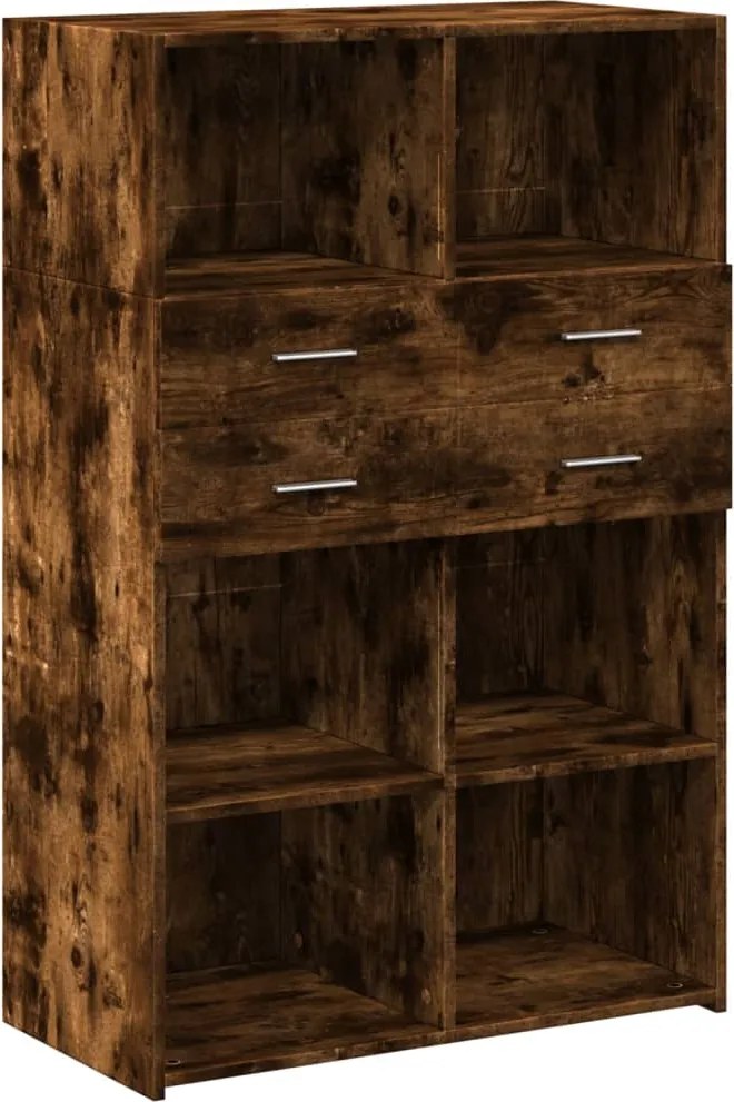 vidaXL Dulap înalt, stejar fumuriu, 80x42,5x124 cm, lemn prelucrat