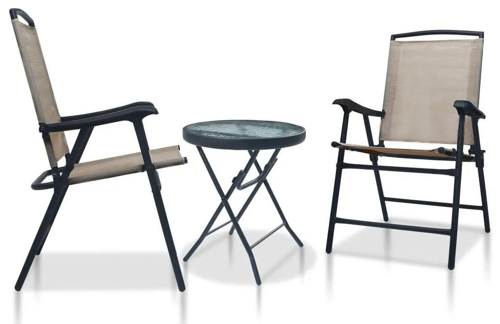 vidaXL Set mobilier tip bistro, gri taupe, 3 piese, oțel