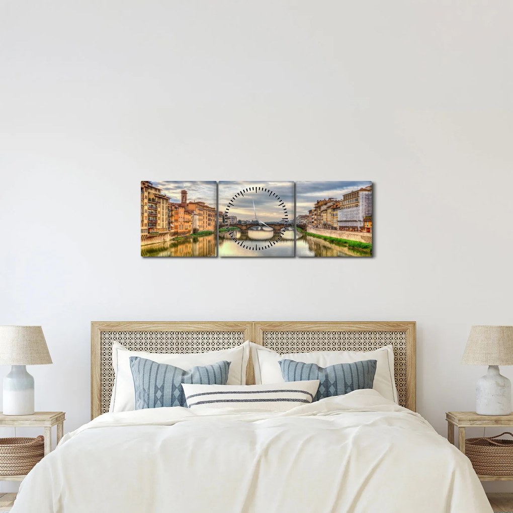 Tablou - Pod peste râu (cu ceas) (90x30 cm)