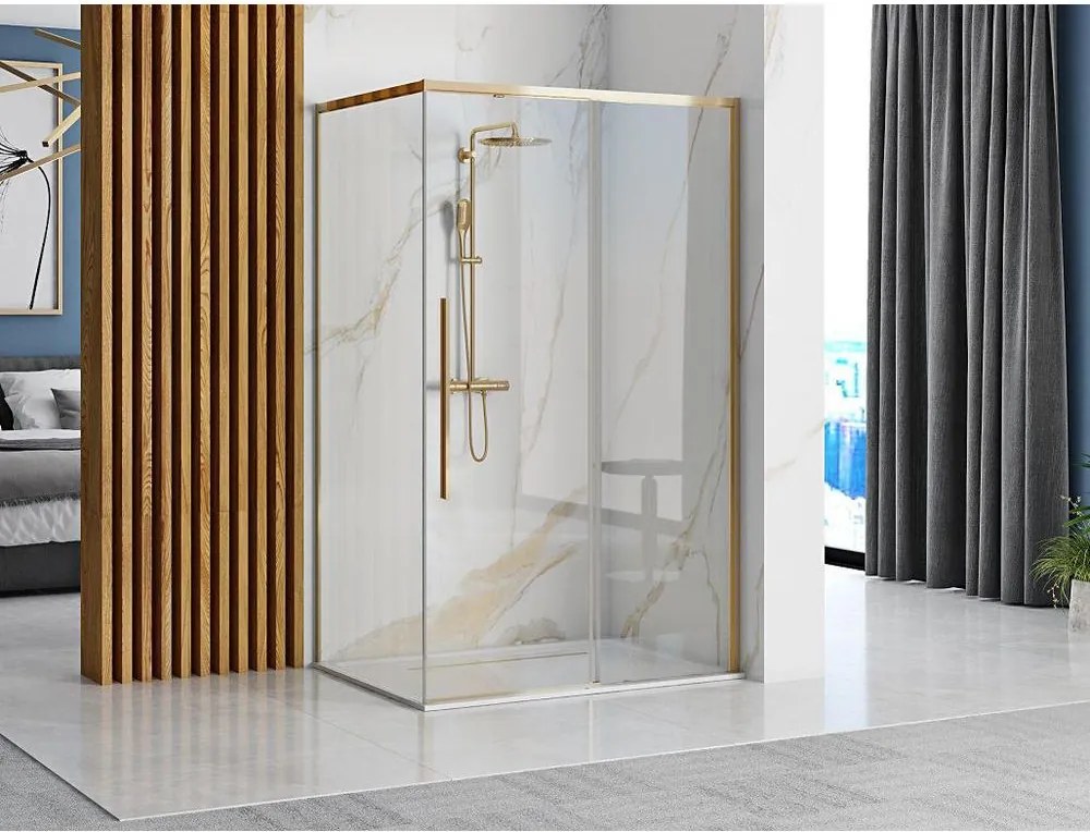 Cabina de dus SOLAR cu cadita alba 90x90 cm auriu