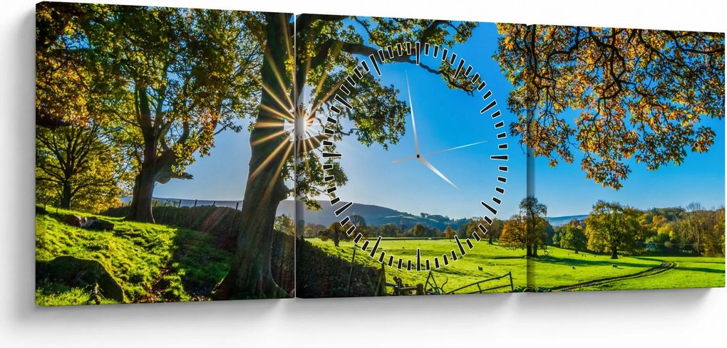 Tablou Privire la câmp (cu ceas) (90x30 cm)