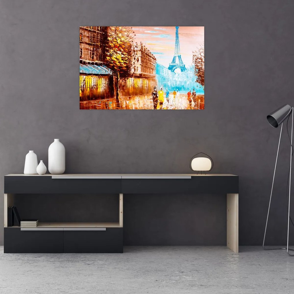 Tablou - Vremea ploioasă și Turnul Eiffel (90x60 cm)